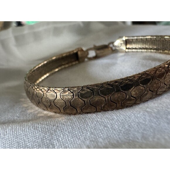 Vintage Sterling 925 Gold Vermeil Etched Thick Bracelet 15.25g Made In Italy - Picture 3 of 11